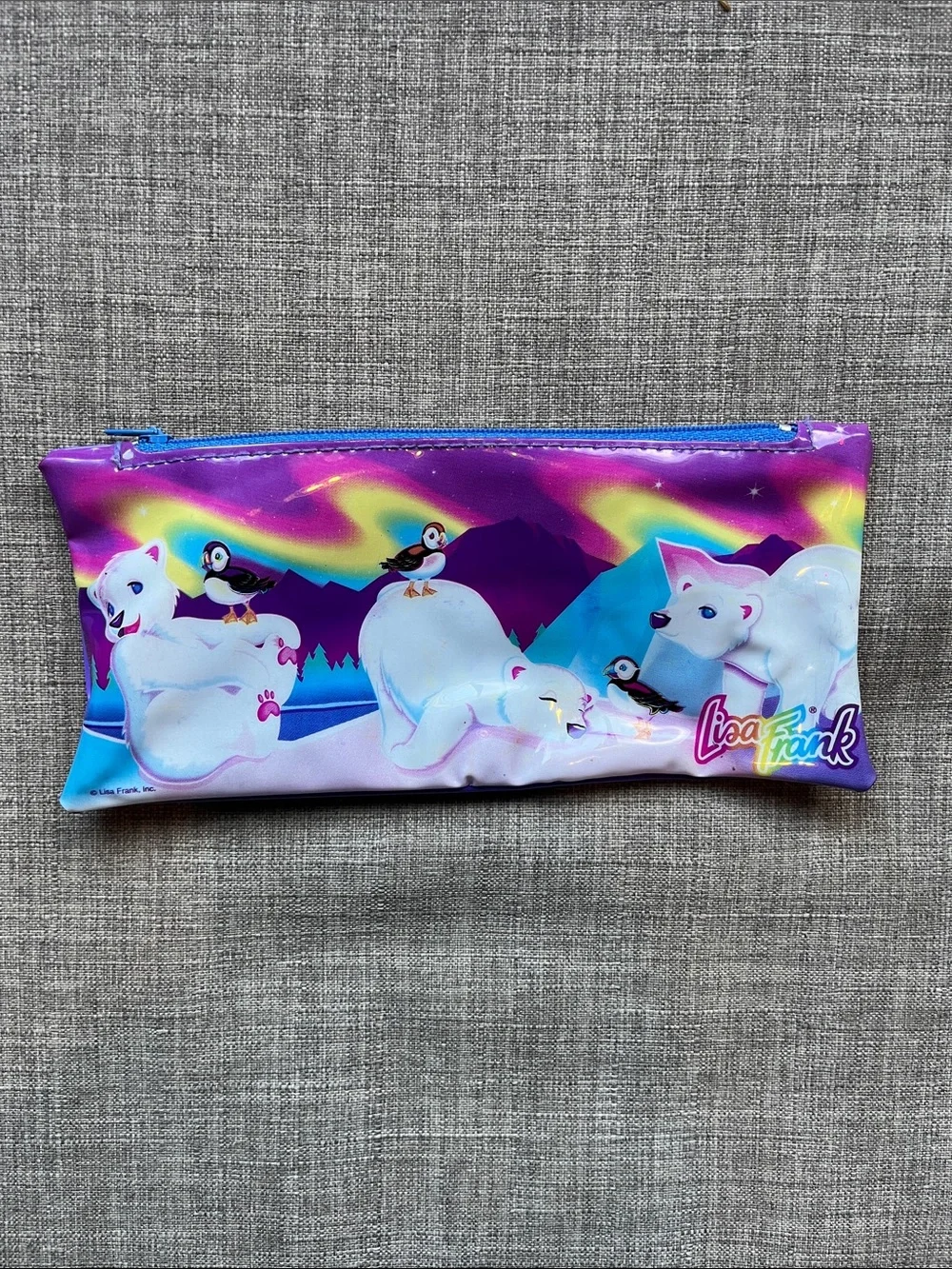 Vintage Lisa Frank Polar Bear Zippered Pouch Bag Pencil Holder